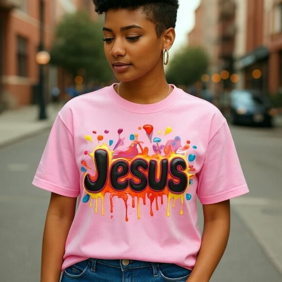 NWT - Vibrant "Jesus" Graphic T-Shirt Casual Fit - Picture 3 of 3